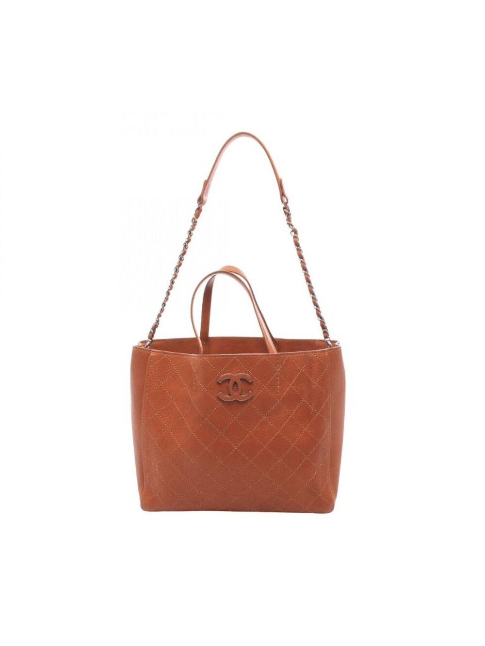 Chanel Shoulder Bag Quilted 2-Way Brown Caviar Leather
